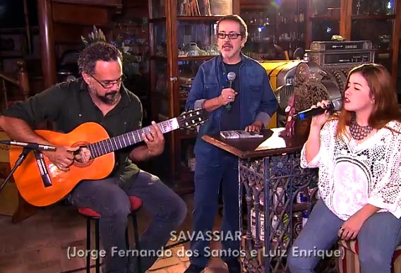 Com Luiz Enrique e Bárbara Luiza, no programa “Globo Horizonte”, em 2018