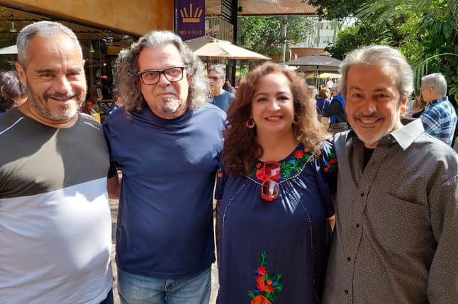 Com Kiko Ferreira, Sérgio Moreira e Márcia Francisco, lançamento de Belo Horizonte em letra e música, 2023 - Foto Élen Márcia